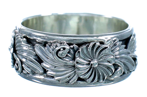 Native American Flower And Leaf Sterling Silver Ring Size 8 JX127576